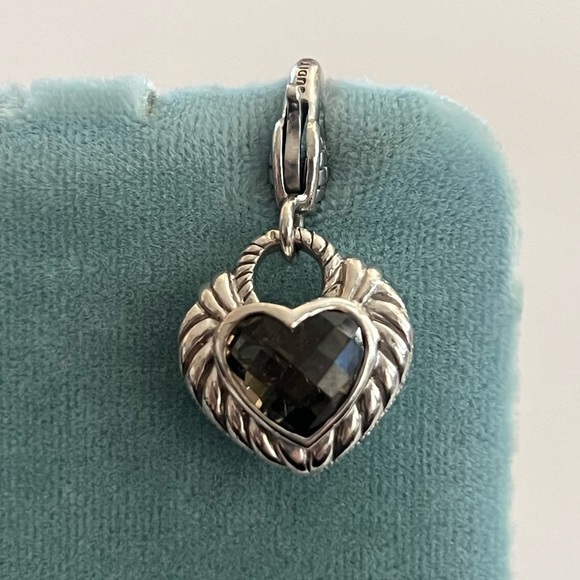 JUDITH RIPKA Smoky Quartz Heart Charm 925 Sterling Silver Pendant